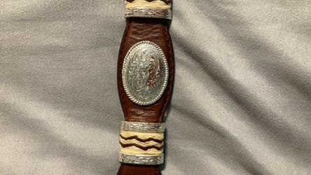 Western Leather Belt with Concho Accents