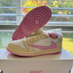 Jordan 1 Retro Low OG SP Travis Scott Shy Pink Muslin PS IQ7605-100 Size 3Y