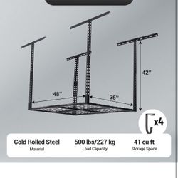 🔥Garage Ceiling Storage Racks, 48'' x 36'' Heavy-Duty Steel Garage Ceiling Rack with Space-Saving Design, Easy Installation, Adjustable Height, and D