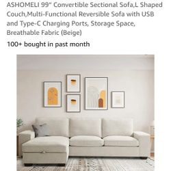 Beige Sectional sofa / couch with built-in storage