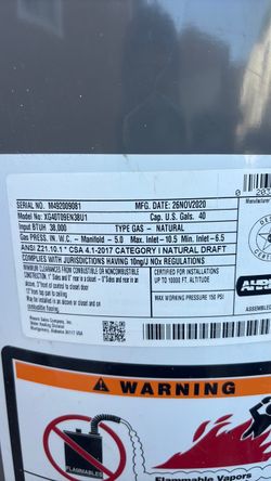 Wuater heater 40 gallons  año 2020