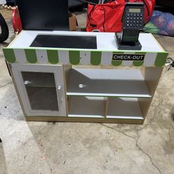 Kids Cashier Wooden Play Market Stand 