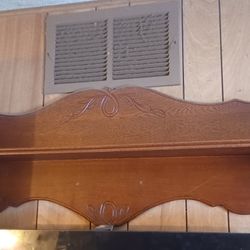 Large Vintage 1960's Carved Walnut French Wall Shelf 47"