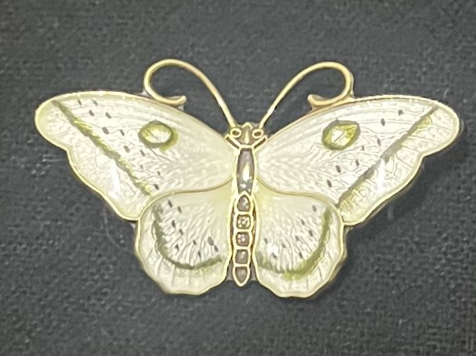 Beautiful VTG Sterling Silver & Enamel Butterfly Brooch - Hroar Prydz Norway