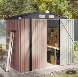 New brown 4x6ft metal storage shed