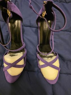 Purple Suede Strappy High Heel Sandals