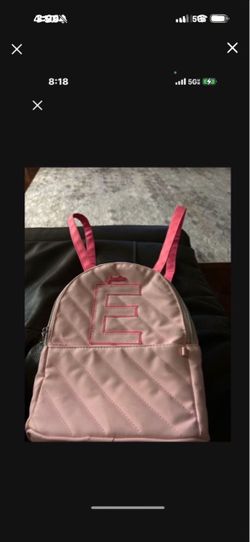 Justice Pink Quilted Mini Backpack Letter E