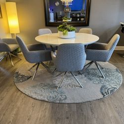 Modern 54” Table W/6 Swivel Chairs