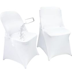 40PCS Spandex Folding Waterproof Chair Covers for Party,White New