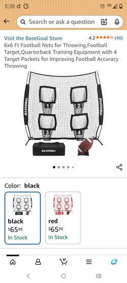6x6 Ft Football Nets for Throwing,Football Target,Quarterback Training Equipment with 4 Target Pocket $30 or best offer 
Red para entrenar tiros de fo