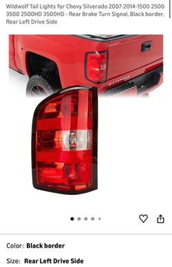 Wildwolf Tail Light for Chevy Silverado 1(contact info removed) 3500 (2007-2014) Rear Left Black Border