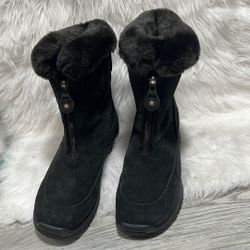 COLUMBIA WOMEN'S BLACK SUEDE FRONT ZIP VALLARA II WINTER BOOTS SIZE 9