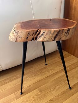 Real Wood Slab Small Side Table