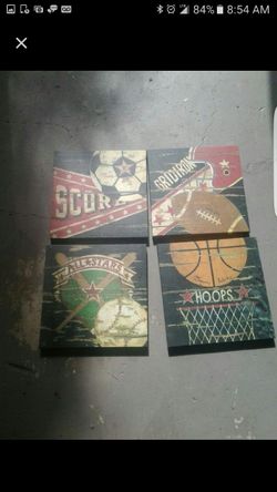 Set of 4 canvas paintings sports