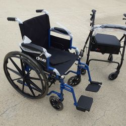 Wheelchair With Rollator, 18 In Seat,brand New