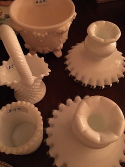 Milk glass pieces