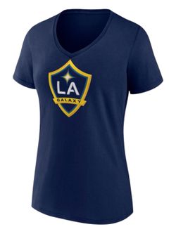 New Women’s  Los Angeles  Galaxy V Neck Fanatics 100% cotton  Shirt Size M