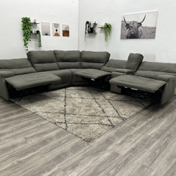 Grey Recliner Sectional Couch - Free Delivery