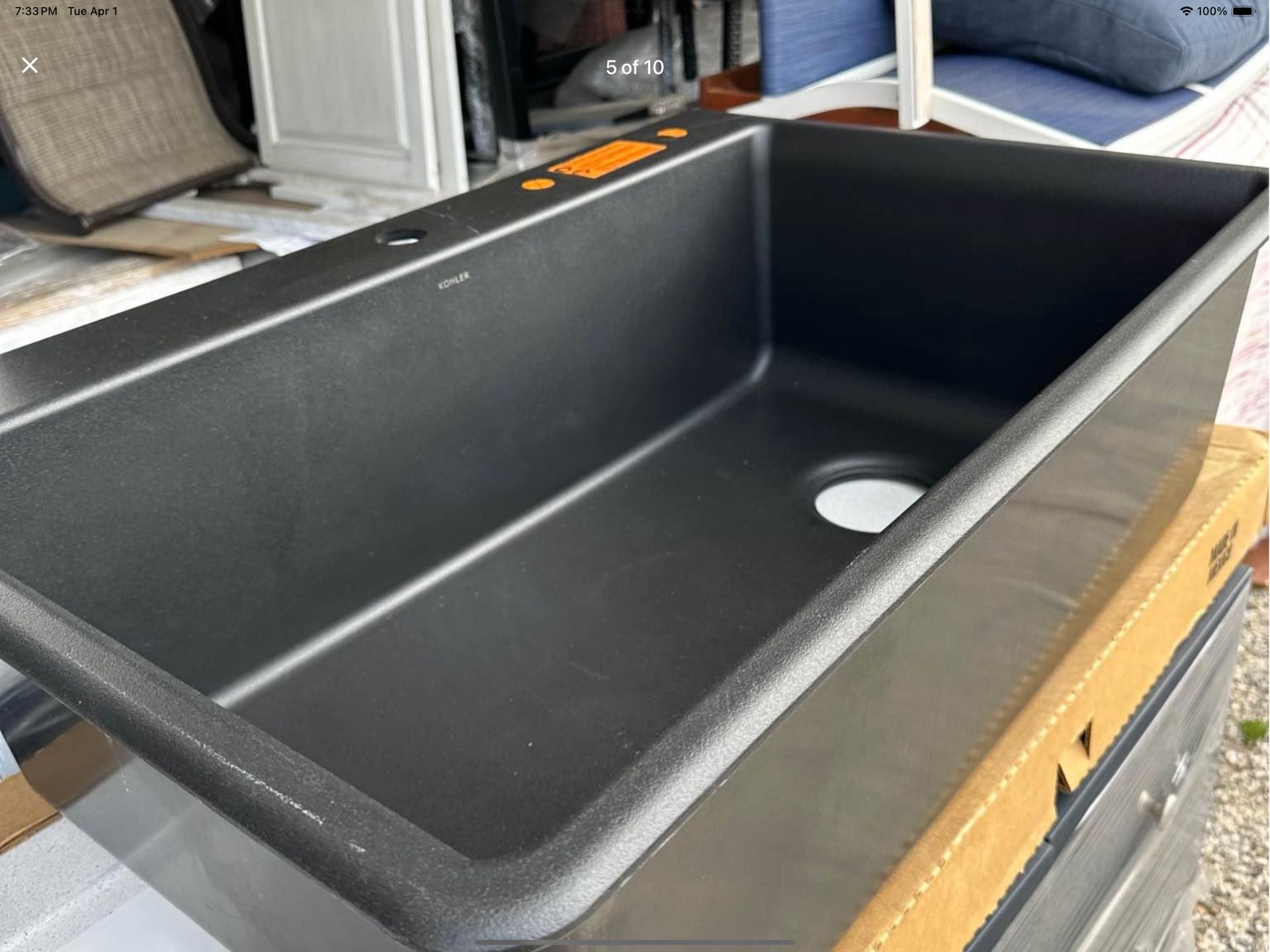 Hi we this new open box have monor scratches we asking only $250 Reg $375 wt tax message me KOHLER Kennon 33 in. Drop In 1 Hole Single Bowl Neor