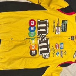Men's Kyle Busch JH Design Yellow M&M's Twill Uniform Full-Snap Jacket. 