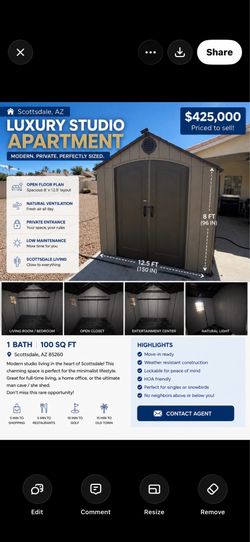 New Lifetime shed 8’ x 12.5’