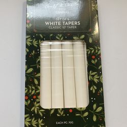 court & Castle. CANDLES SET OF 6 WHITE TAPERS CLASSIC 10" TAPER