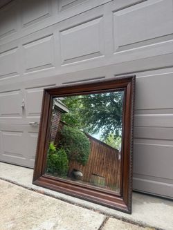 Large Mirror with Wooden Frame