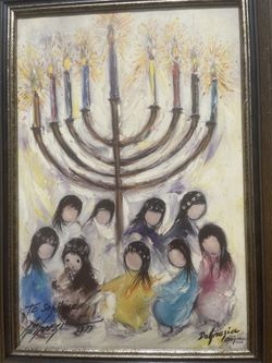 Autographed DeGrazia Painting with Menorah