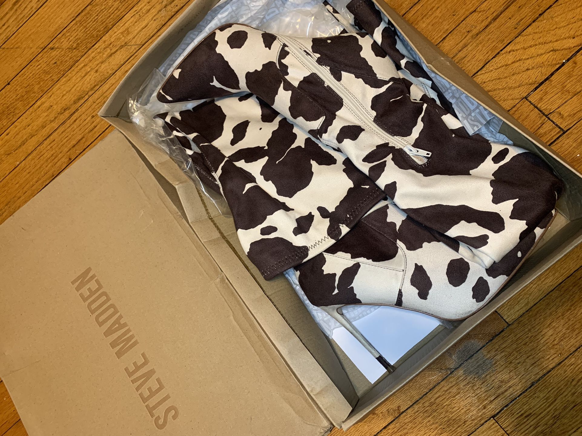 Cow Print Thigh High Boots