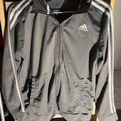 Adidas Gray And White Zipper Sweater 