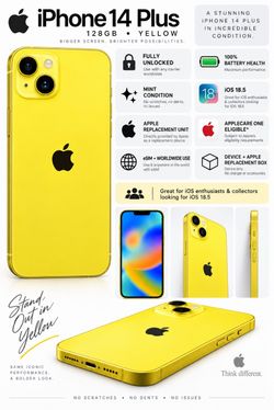 iPhone 14 Plus 128GB — IOS 18 Unlocked and 100% Battery