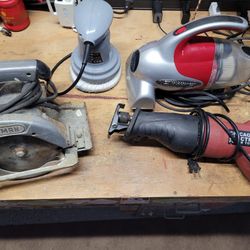 Antique Craftsman circ saw, recip. saw, handheld vacuum & electric handheld buffer