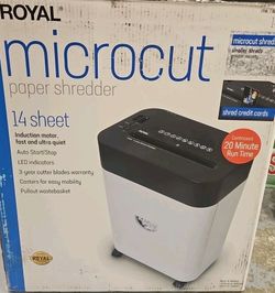 Royal Microcut 14 Sheet Paper Shredder Cutter Pull out Wastebasket w/ Casters