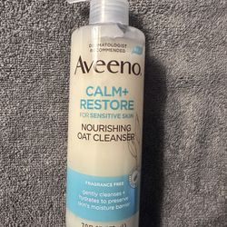 Aveeno Calm & Restore For Sensitive Skin Nourishing Oat Cleanser (Free Bag)