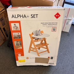 Hauck Alpha+ Adjustable Wooden High Chair Set with Tray – Natural