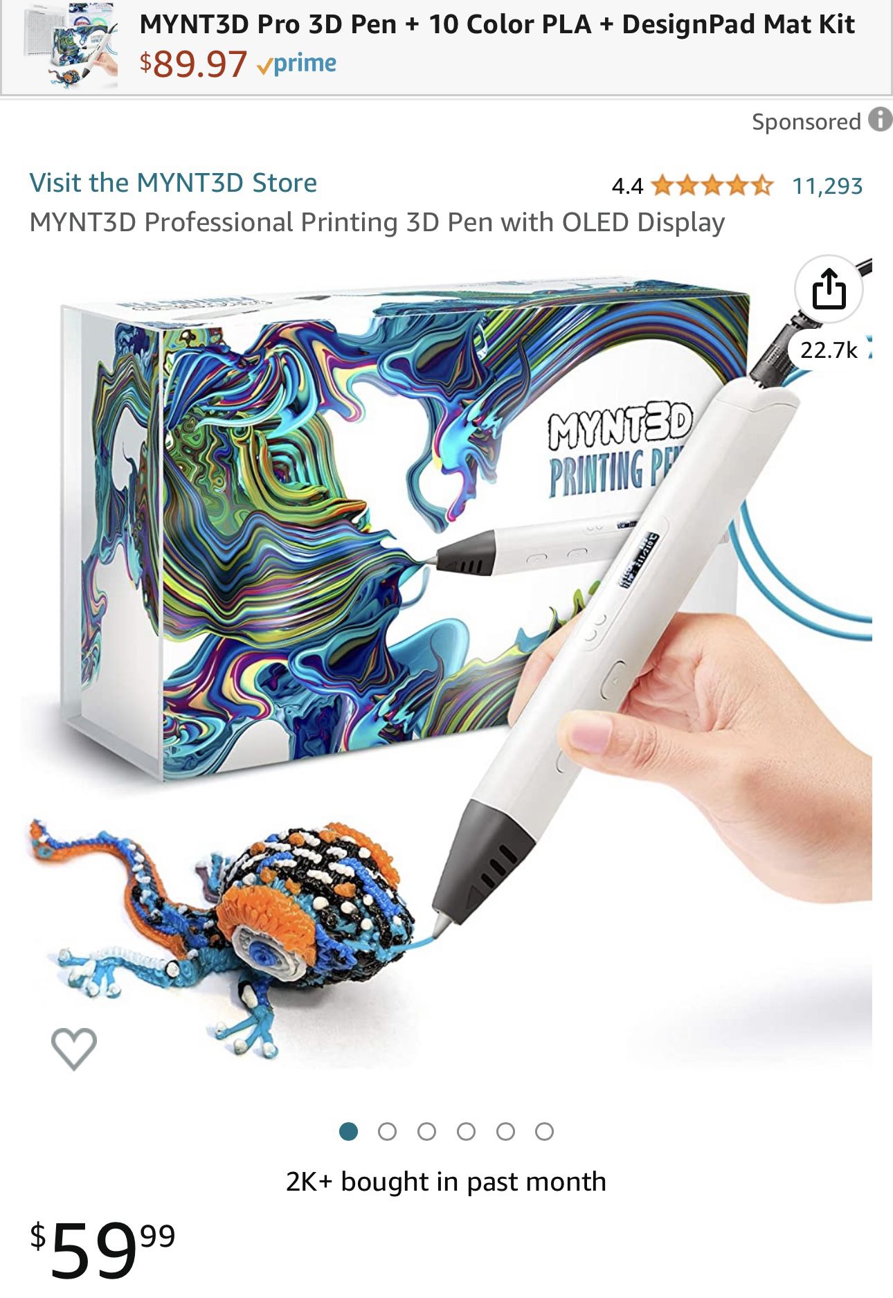 MYNT3D Professional Printing 3D Pen with OLED Display