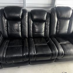 Black Leather Recliner Sofa
