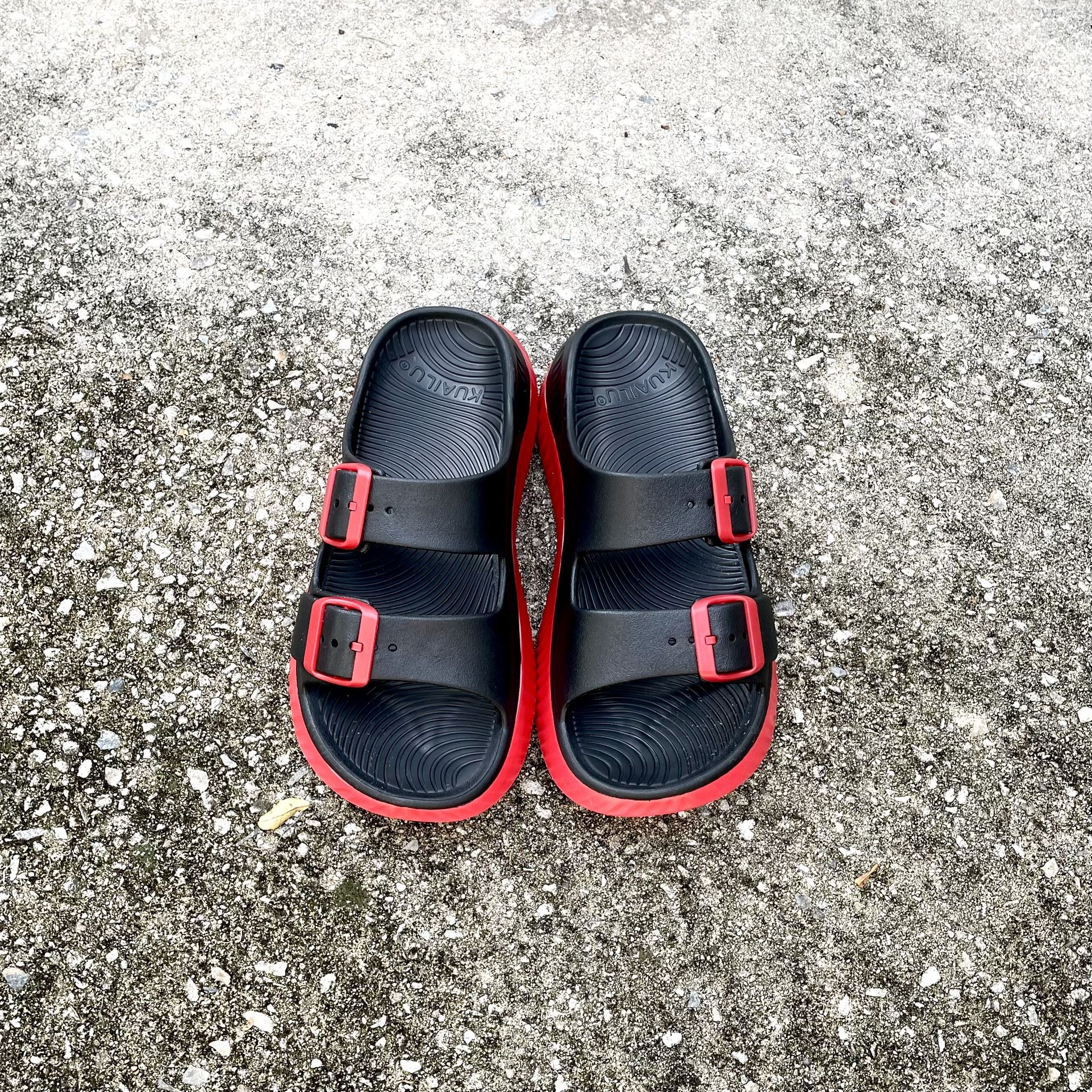 KuaiLu Recovery Sandals Black/Red - Sz Wmns 7 - Orthotic - Thick Cushion - Slide
