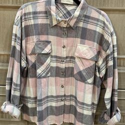 Pink Plaid Button Down Flannel 