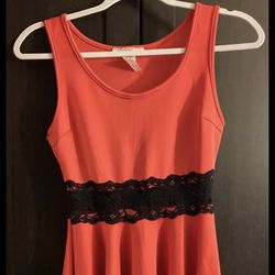 Wild Daisy Pink/Salmon Black Lase Mini Dress Size Small (4-6) Woman's
