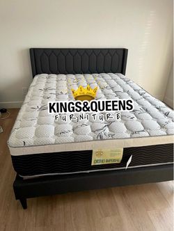 New Queen bed frame with mattress