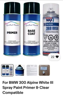 For BMW 300 Alpine White III Spray Paint Primer,  & Clear Compatible