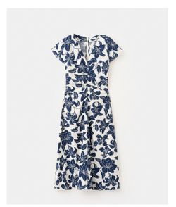Mango Blue and White Floral Dress Size 10