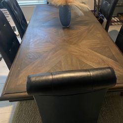 Solid Dark Wood Rectangular Dining Table 