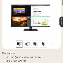 LG 43 In 4k UHD Monitor