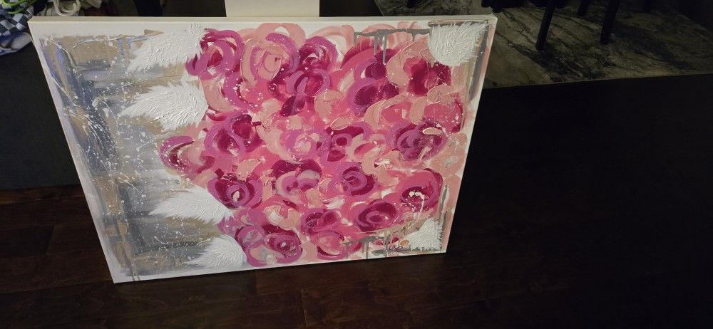 Pink, Grey, White Wall Painting