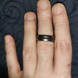 Men's  7.5mm TANTALUM RING WITH REAL BLACK DIAMONDS 