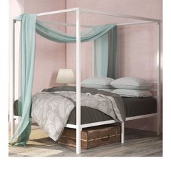 White Queen Canopy Bed Frame