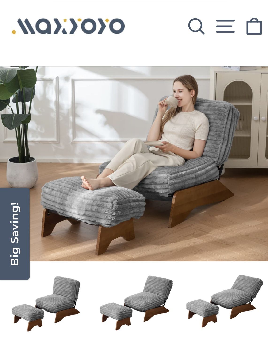 MAXYOYO Modern Adjustable Accent Chair with Ottoman