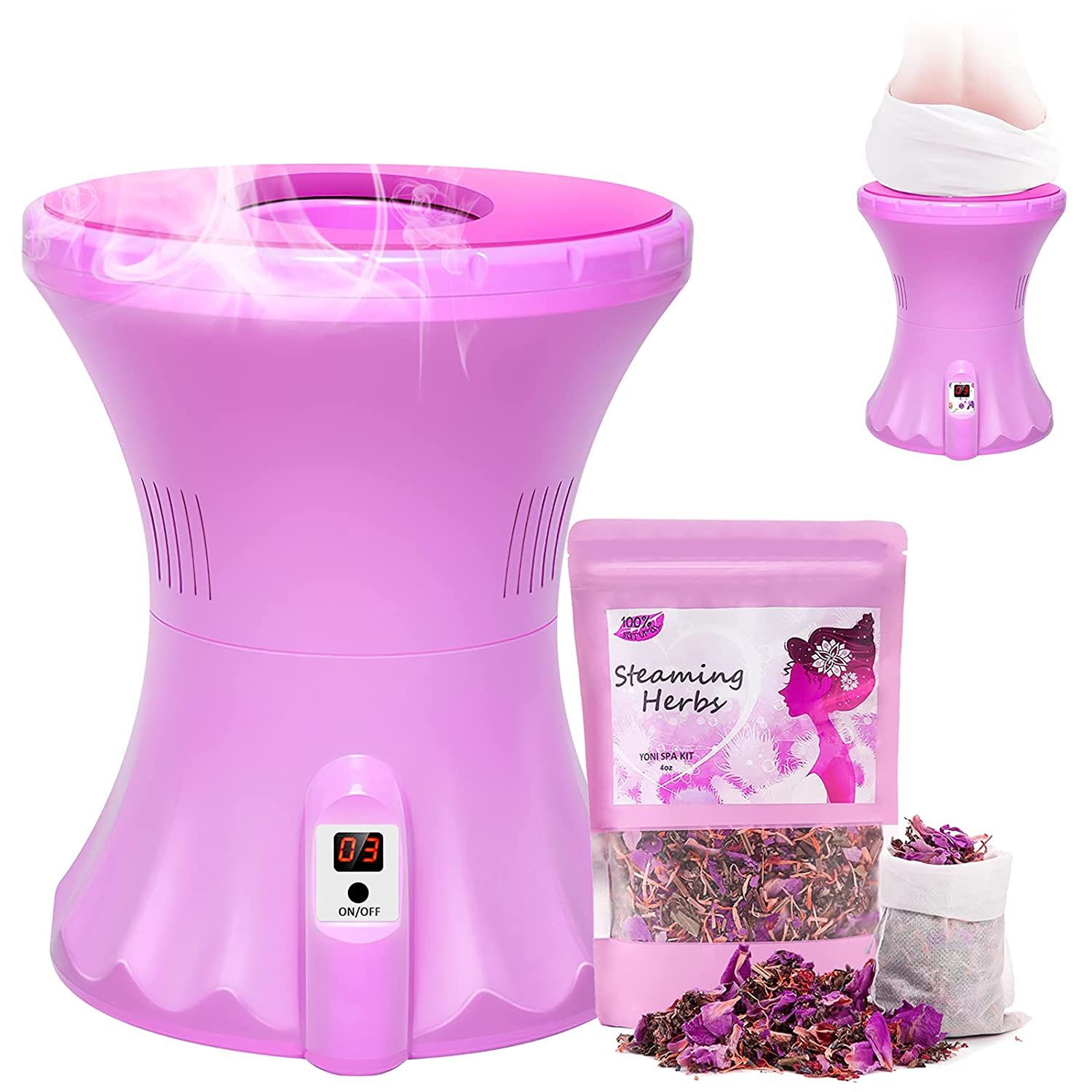 Yoni Steam Seat Kit - Electric V Steam Chair with Vaginal Steaming Herbs(4 oz/6 Steams)for V Cleansing & Detox,Menstrual Support,Feminine Odor,Postpar